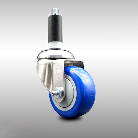 Service Caster 3.5 Inch 316SS Blue Polyurethane Wheel Swivel 1 Inch Expanding Stem Caster SCC-SS316EX20S3514-PPUB-BLUE-1
